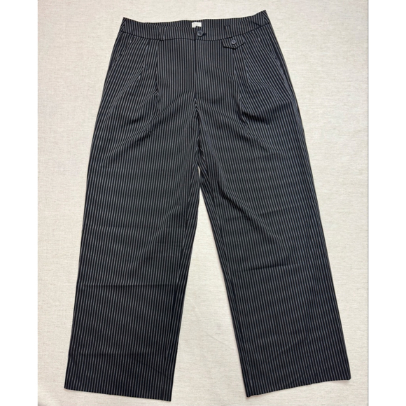 a new day™ Pants - A New Day Woman Black White Pinstripe wide leg trouser pants size 14 grunge goth